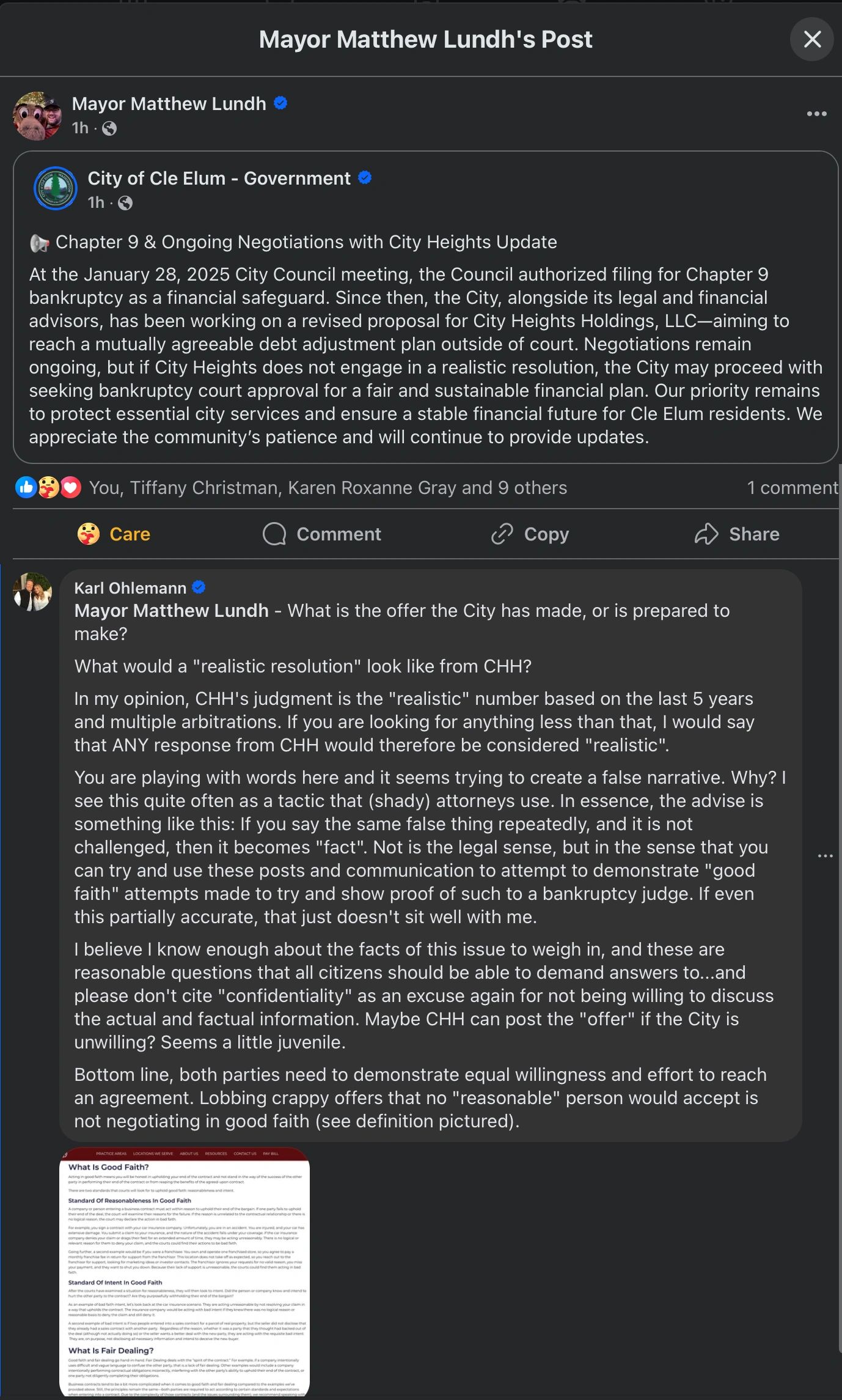Archived bankruptcy update screenshot